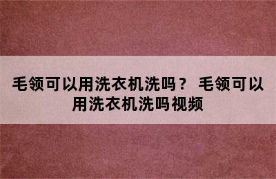 毛领可以用洗衣机洗吗？ 毛领可以用洗衣机洗吗视频